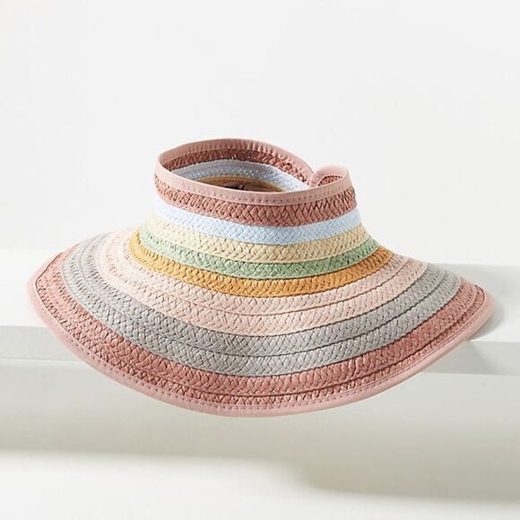 SAN DIEGO HAT CO. Paper Braid Roll-up Visor In Multicolor beach cruise vacation - Picture 1 of 6